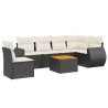 Salon de jardin 7 pcs avec coussins noir résine tressée 513363513363