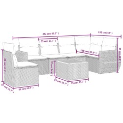 Salon de jardin 7 pcs avec coussins noir résine tressée 513363513363