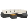 Salon de jardin 7 pcs avec coussins noir résine tressée 513364513364