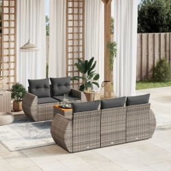 Salon de jardin 6 pcs avec coussins gris résine tressée 513365513365