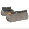 Salon de jardin 6 pcs avec coussins gris résine tressée 513365513365