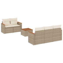 Salon de jardin avec coussins 6 pcs beige résine tressée 513366513366