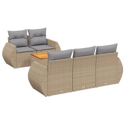Salon de jardin avec coussins 6 pcs beige résine tressée 513367513367