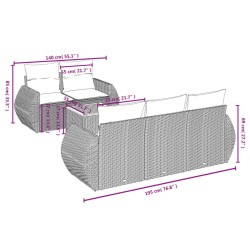 Salon de jardin avec coussins 6 pcs beige résine tressée 513367513367