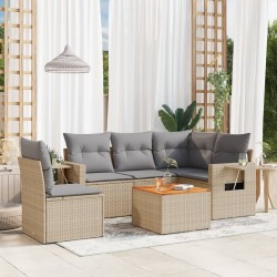 Salon de jardin avec coussins 6pcs mélange beige résine tressée 513368513368