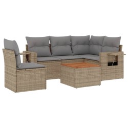 Salon de jardin avec coussins 6pcs mélange beige résine tressée 513368513368