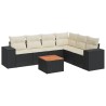 Salon de jardin 7 pcs avec coussins noir résine tressée 513369513369