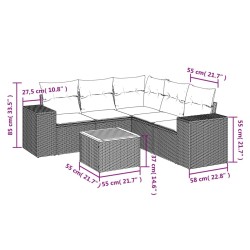 Salon de jardin avec coussins 6 pcs beige résine tressée 513370513370
