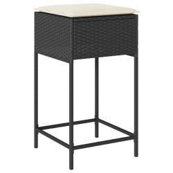 Ensemble de bar de jardin 3 pcs avec coussins noir poly rotin 513371513371