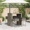 Ensemble de bar de jardin 5 pcs avec coussins gris poly rotin 513372513372