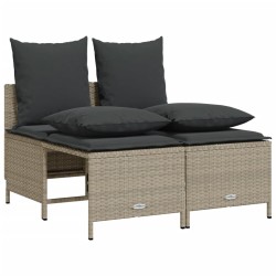 Salon de jardin 5 pcs avec coussins gris clair résine tressée 513373513373