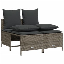Salon de jardin 5 pcs avec coussins gris résine tressée 513374513374