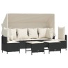 Salon de jardin 5 pcs avec coussins noir résine tressée 513375513375