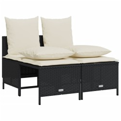 Salon de jardin 5 pcs avec coussins noir résine tressée 513375513375