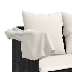 Salon de jardin 5 pcs avec coussins noir résine tressée 513375513375