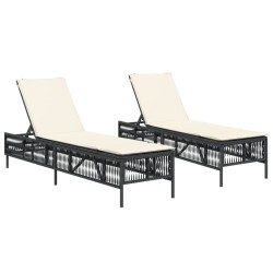 Chaises longues avec coussins lot de 2 noir résine tressée 513377513377