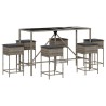 Ensemble de bar de jardin 7 pcs avec coussins gris poly rotin 513380513380