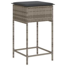 Ensemble de bar de jardin 7 pcs avec coussins gris poly rotin 513380513380