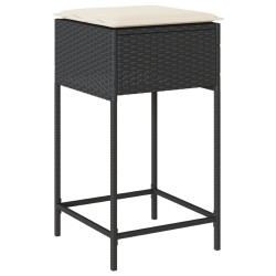 Ensemble de bar de jardin 3 pcs avec coussins noir poly rotin 513381513381