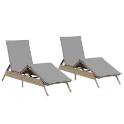 Chaises longues avec coussins lot de 2 beige résine tressée 513382513382