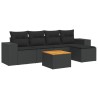 Salon de jardin 6 pcs avec coussins noir résine tressée 513386513386