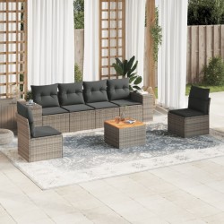 Salon de jardin avec coussins 7 pcs gris résine tressée 513387513387