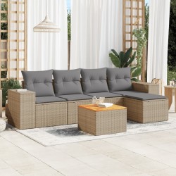 Salon de jardin avec coussins 6 pcs beige résine tressée 513389513389