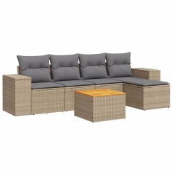 Salon de jardin avec coussins 6 pcs beige résine tressée 513389513389