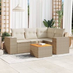 Salon de jardin avec coussins 5 pcs beige résine tressée 513391513391
