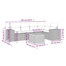 Salon de jardin avec coussins 6 pcs beige résine tressée 513393513393