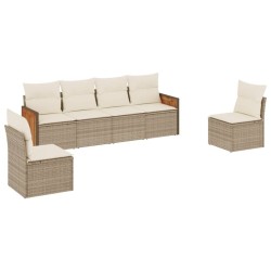 Salon de jardin avec coussins 6 pcs beige résine tressée 513395513395