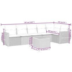 Salon de jardin 7 pcs avec coussins noir résine tressée 513396513396