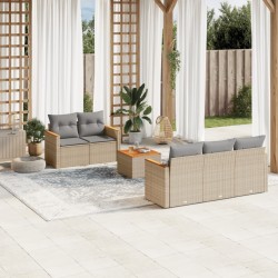 Salon de jardin avec coussins 6 pcs beige résine tressée 513397513397
