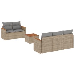 Salon de jardin avec coussins 6 pcs beige résine tressée 513397513397