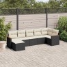 Salon de jardin 7 pcs avec coussins noir résine tressée 513398513398