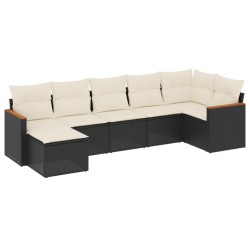 Salon de jardin 7 pcs avec coussins noir résine tressée 513398513398