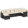 Salon de jardin 7 pcs avec coussins noir résine tressée 513398513398
