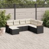 Salon de jardin 7 pcs avec coussins noir résine tressée 513401513401