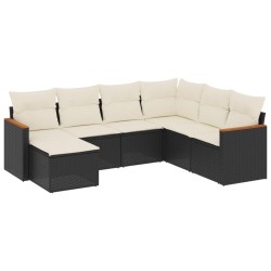 Salon de jardin 7 pcs avec coussins noir résine tressée 513401513401