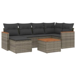 Salon de jardin avec coussins 7 pcs gris résine tressée 513402513402