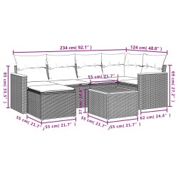 Salon de jardin avec coussins 7 pcs gris résine tressée 513402513402