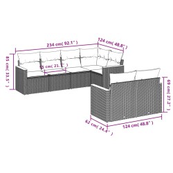 Salon de jardin avec coussins 7 pcs gris résine tressée 513405513405