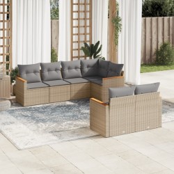 Salon de jardin avec coussins 7 pcs beige résine tressée 513406513406