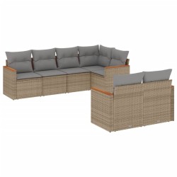 Salon de jardin avec coussins 7 pcs beige résine tressée 513406513406