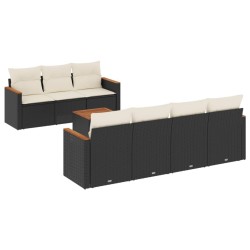 Salon de jardin 8 pcs avec coussins noir résine tressée 513410513410