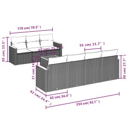 Salon de jardin 8 pcs avec coussins noir résine tressée 513410513410