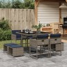 Ensemble à manger de jardin 9 pcs coussins gris résine tressée 513411513411