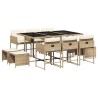 Ensemble à manger de jardin et coussins 11 pcs beige poly rotin 513412513412