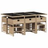 Ensemble à manger de jardin et coussins 11 pcs beige poly rotin 513412513412