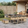 Ensemble à manger de jardin et coussins 11 pcs mélange beige 513414513414